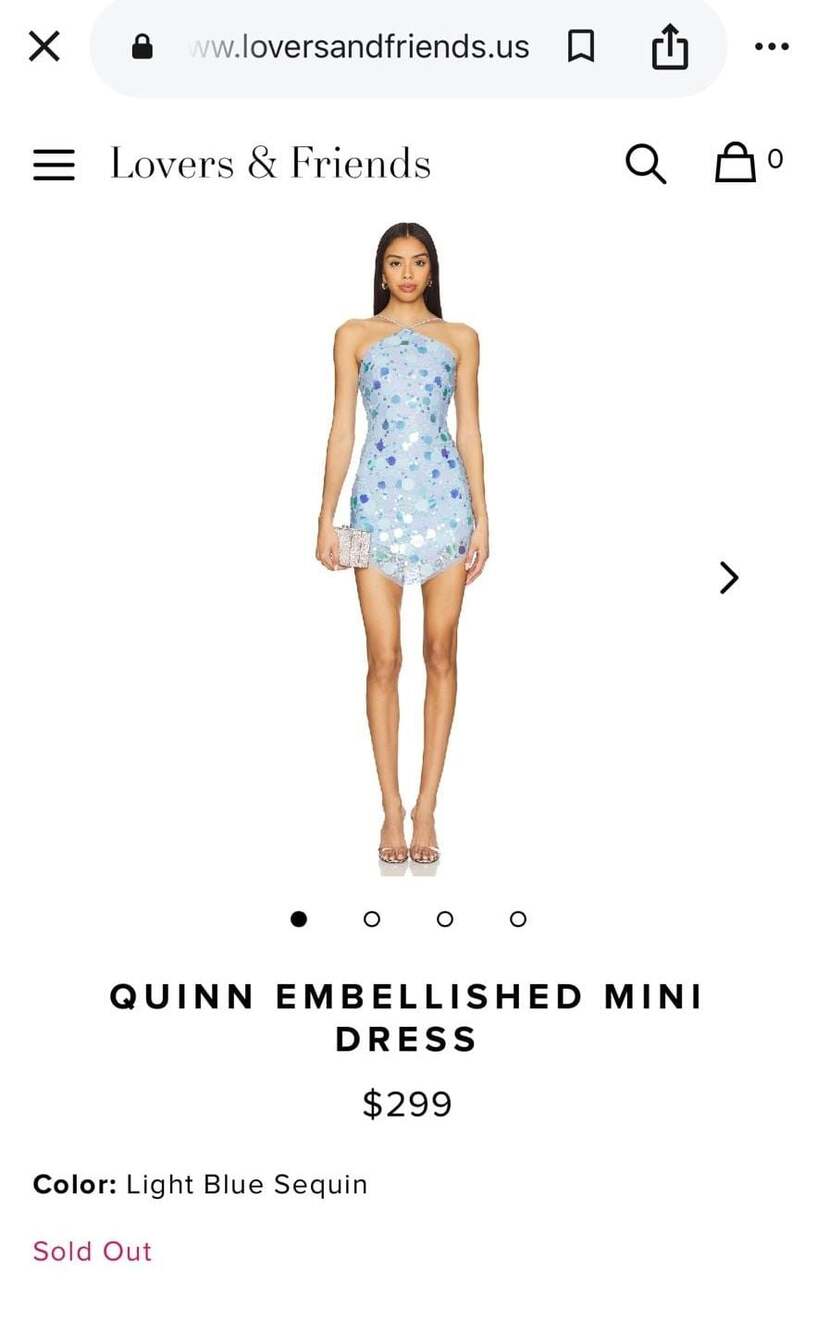 Lovers + Friends Quinn Embellished Mini Dress in Light Blue Sequin